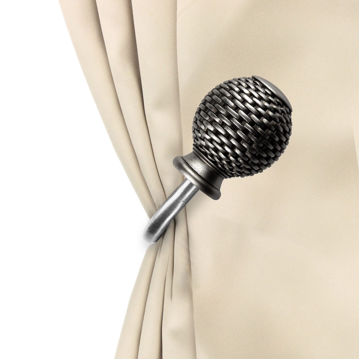 Vanna Curtain Holdback & Tiebacks, Satin Nickel - Set of 2