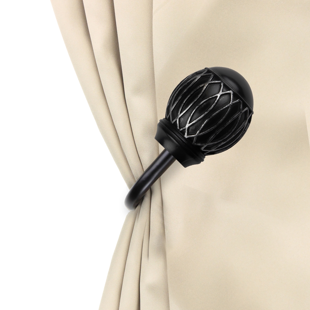 Denny Curtain Holdback & Tiebacks, Black - Set of 2