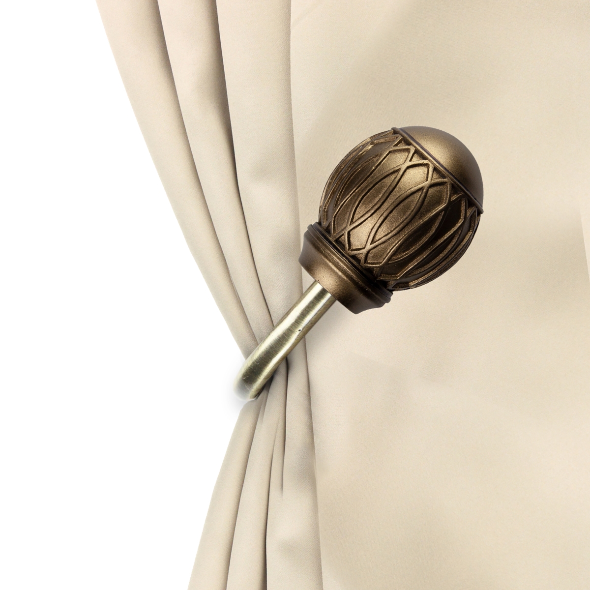 Denny Curtain Holdback & Tiebacks, Antique Brass - Set of 2