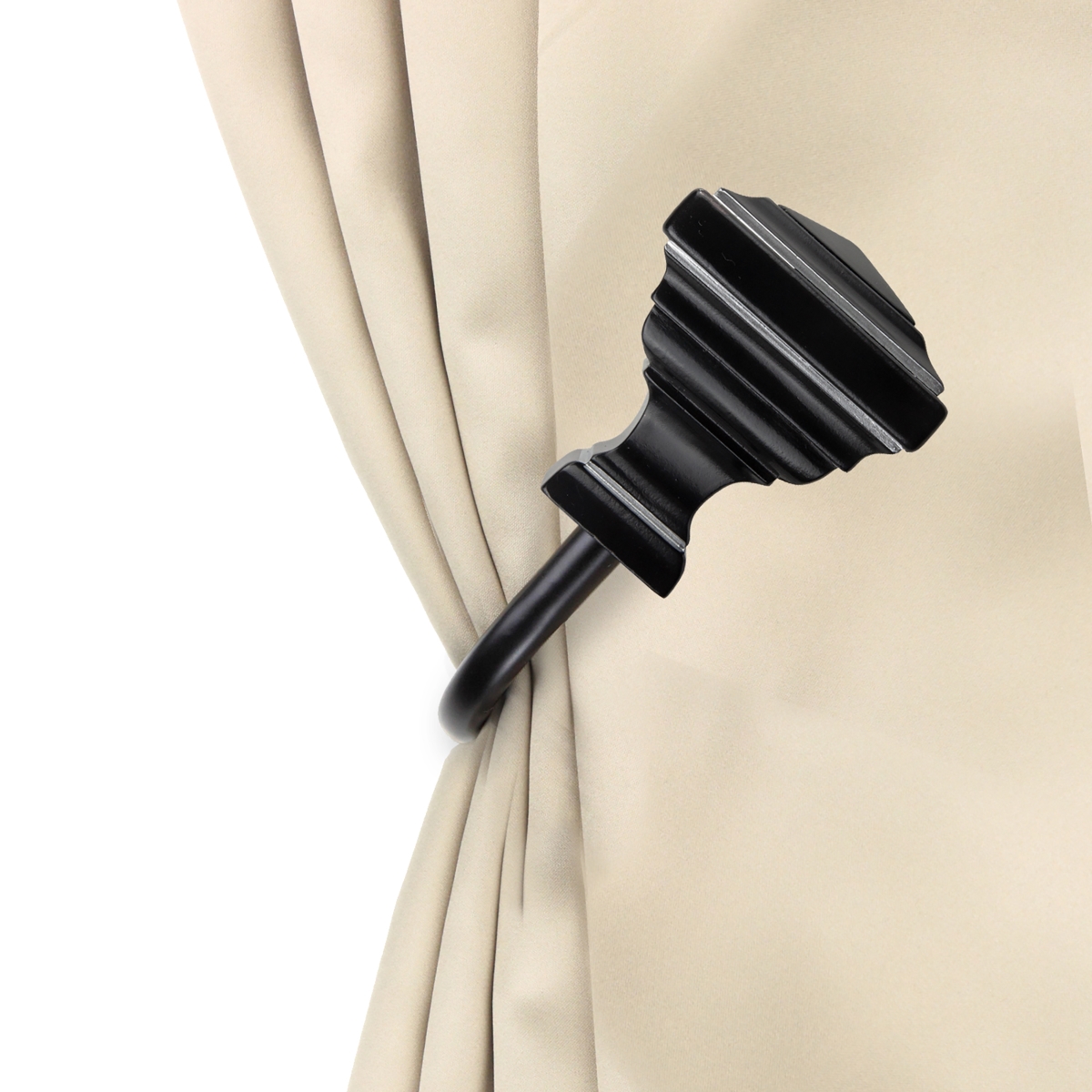 Kira Curtain Holdback & Tiebacks, Black - Set of 2