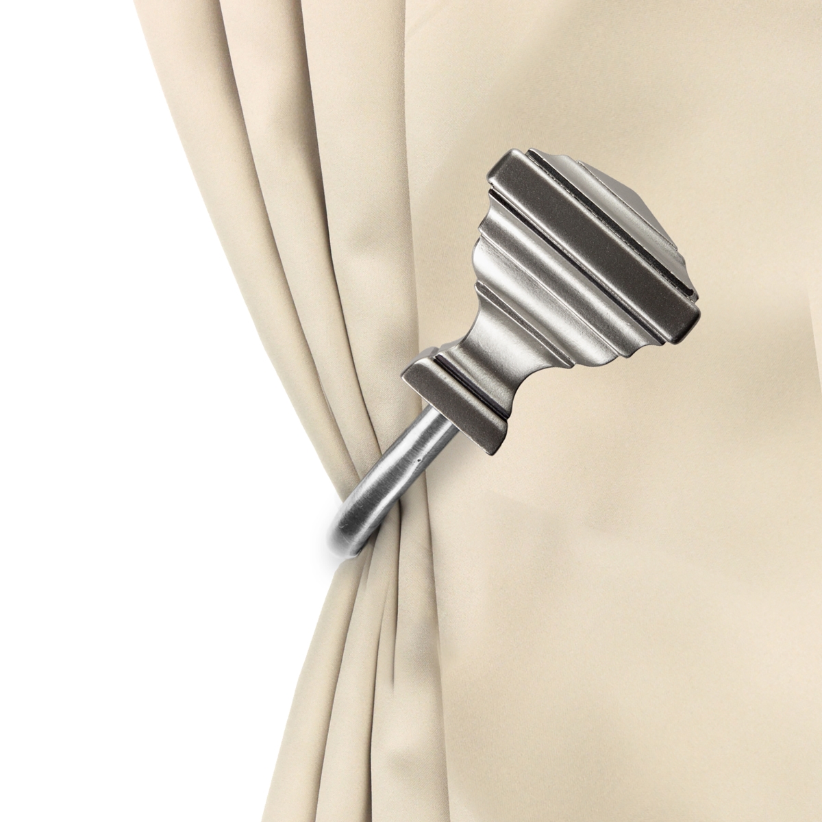 Kira Curtain Holdback & Tiebacks, Satin Nickel - Set of 2