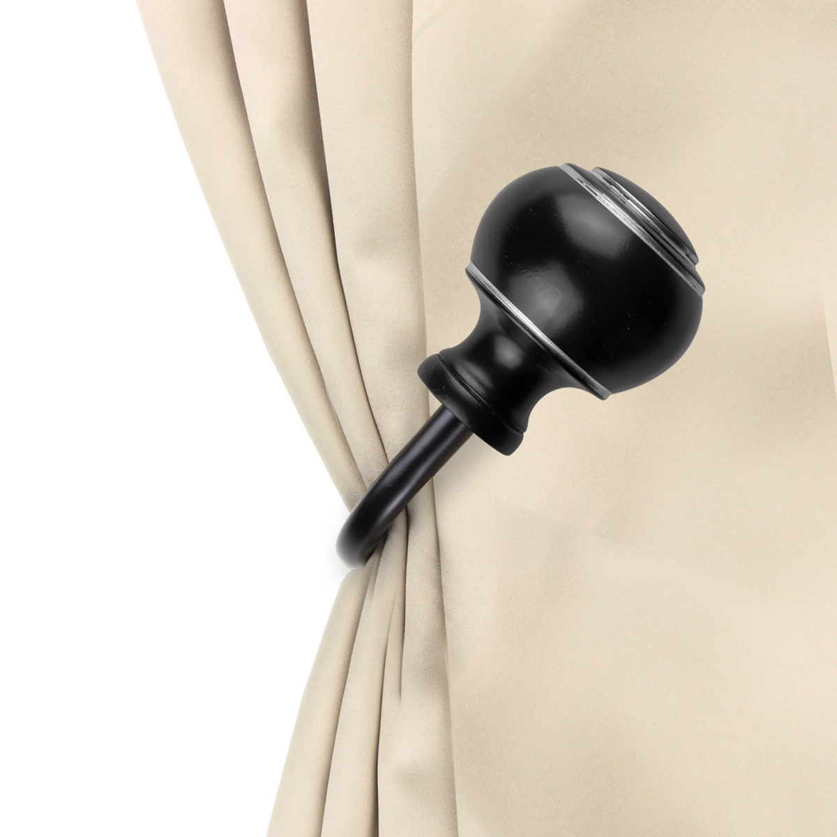 Hal Curtain Holdback & Tiebacks, Black - Set of 2