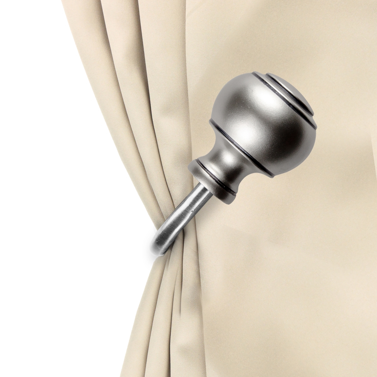 Hal Curtain Holdback & Tiebacks, Satin Nickel - Set of 2