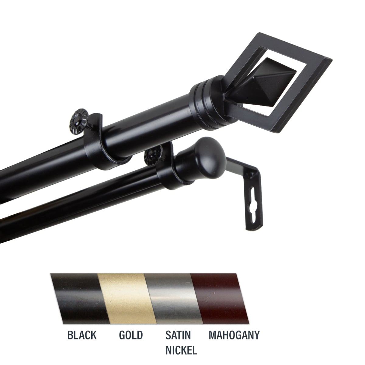 Lance 1 in. Double Curtain Rod, 28-48 in. - Black