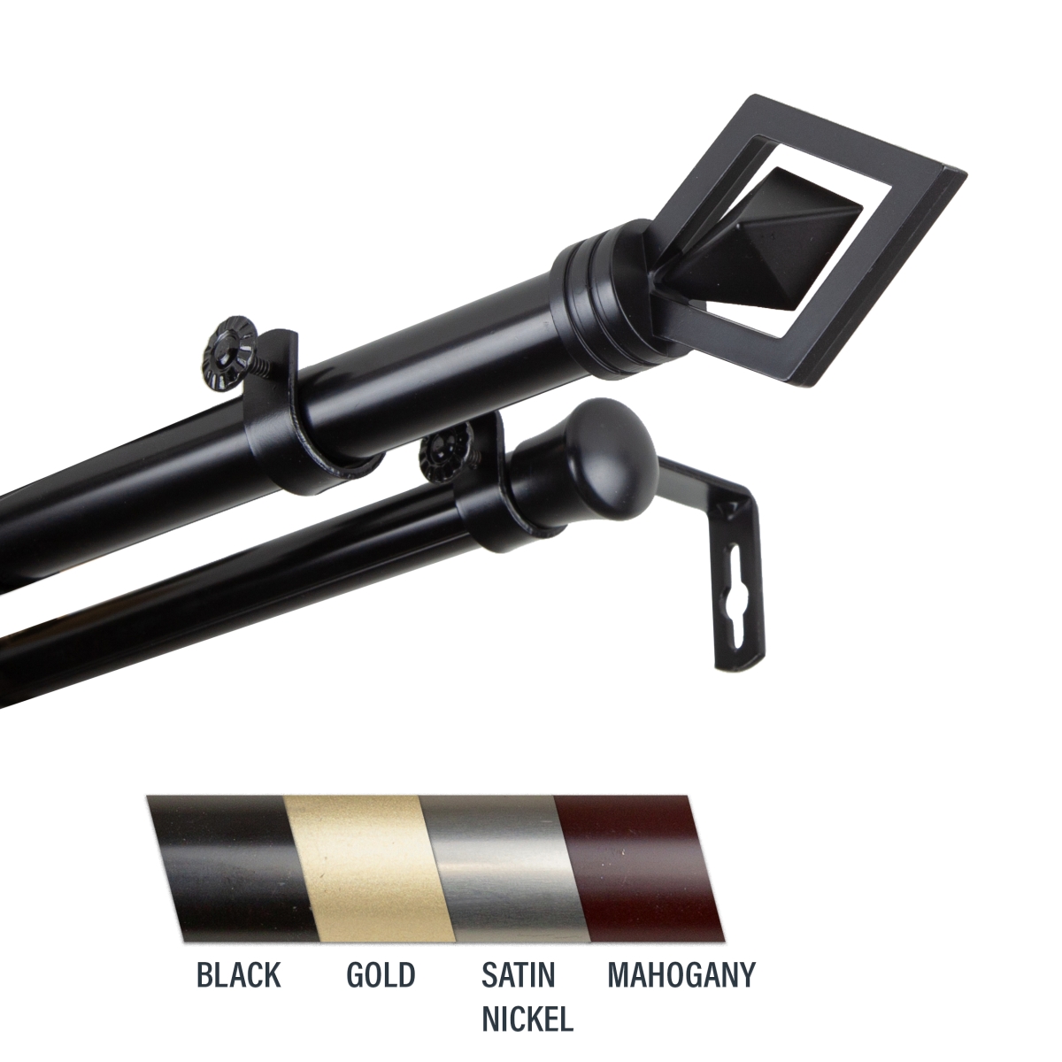 100-69-662-D Lance 1 in. Double Curtain Rod, 66-120 in. - Black