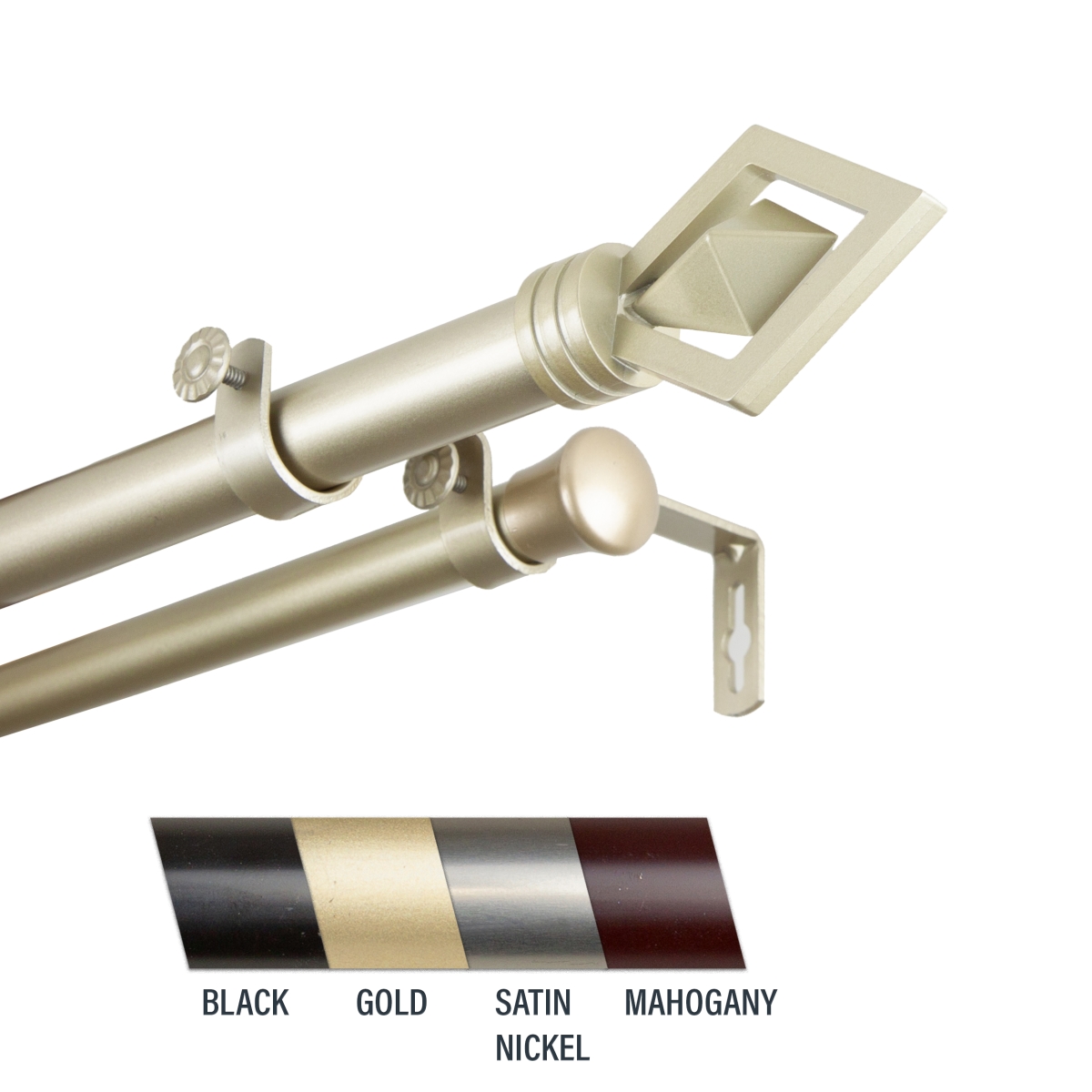 100-69-483-D Lance 1 in. Double Curtain Rod, 48-84 in. - Light Gold