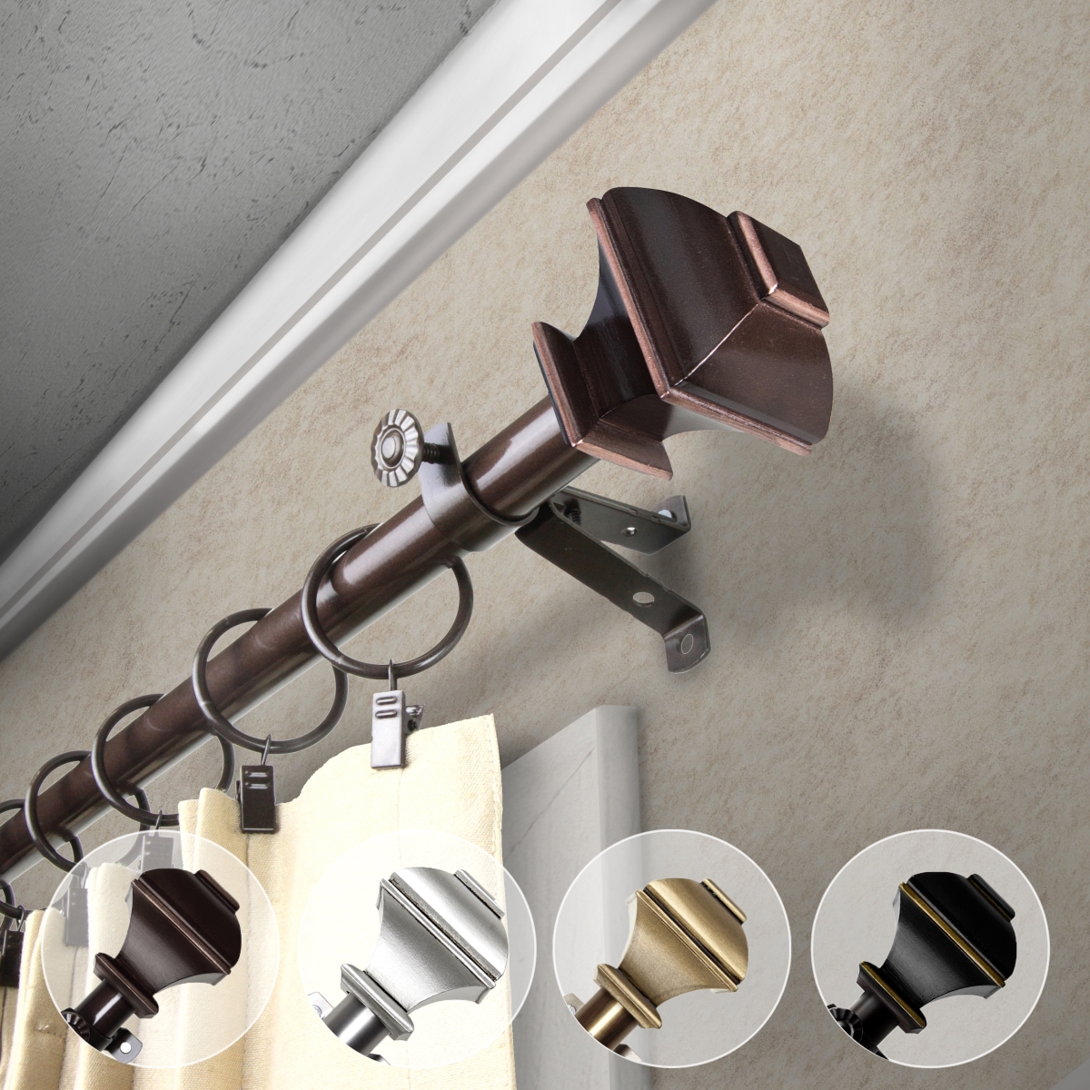 0.812 in. Dia. Vicky Curtain Rod, Cocoa - 18-28 in.