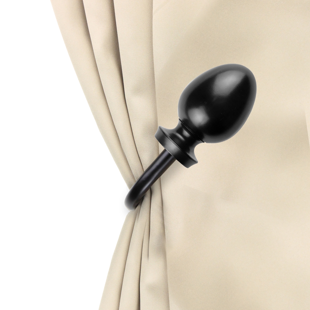 Faye Curtain Holdback & Tiebacks, Black - Set of 2