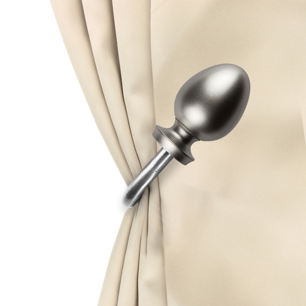 Faye Curtain Holdback & Tiebacks, Satin Nickel - Set of 2