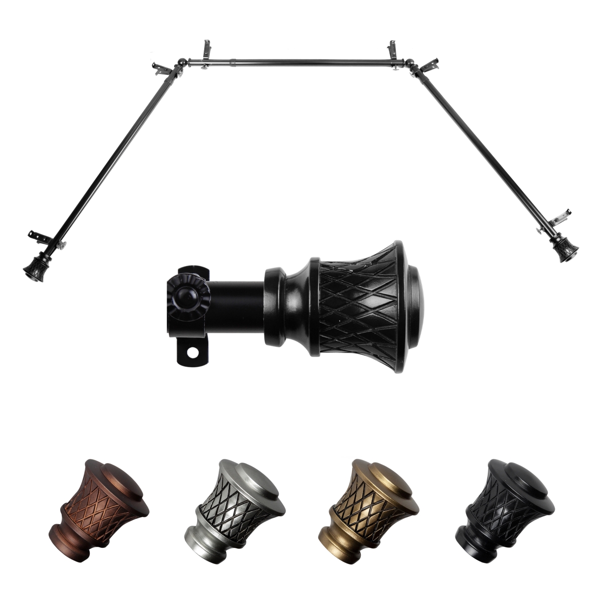 0.812 in. Dia. Verena Bay Window Curtain Rod, Black