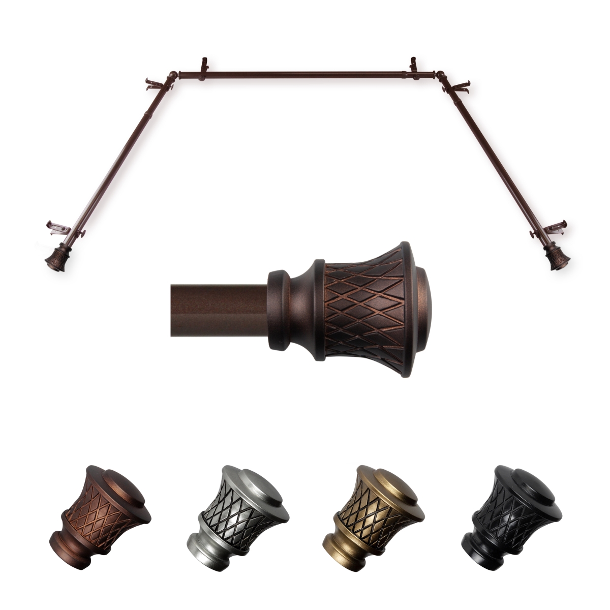0.812 in. Dia. Verena Bay Window Curtain Rod, Cocoa