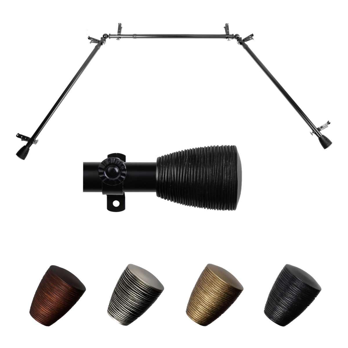 0.812 in. Dia. Anya Bay Window Curtain Rod, Black
