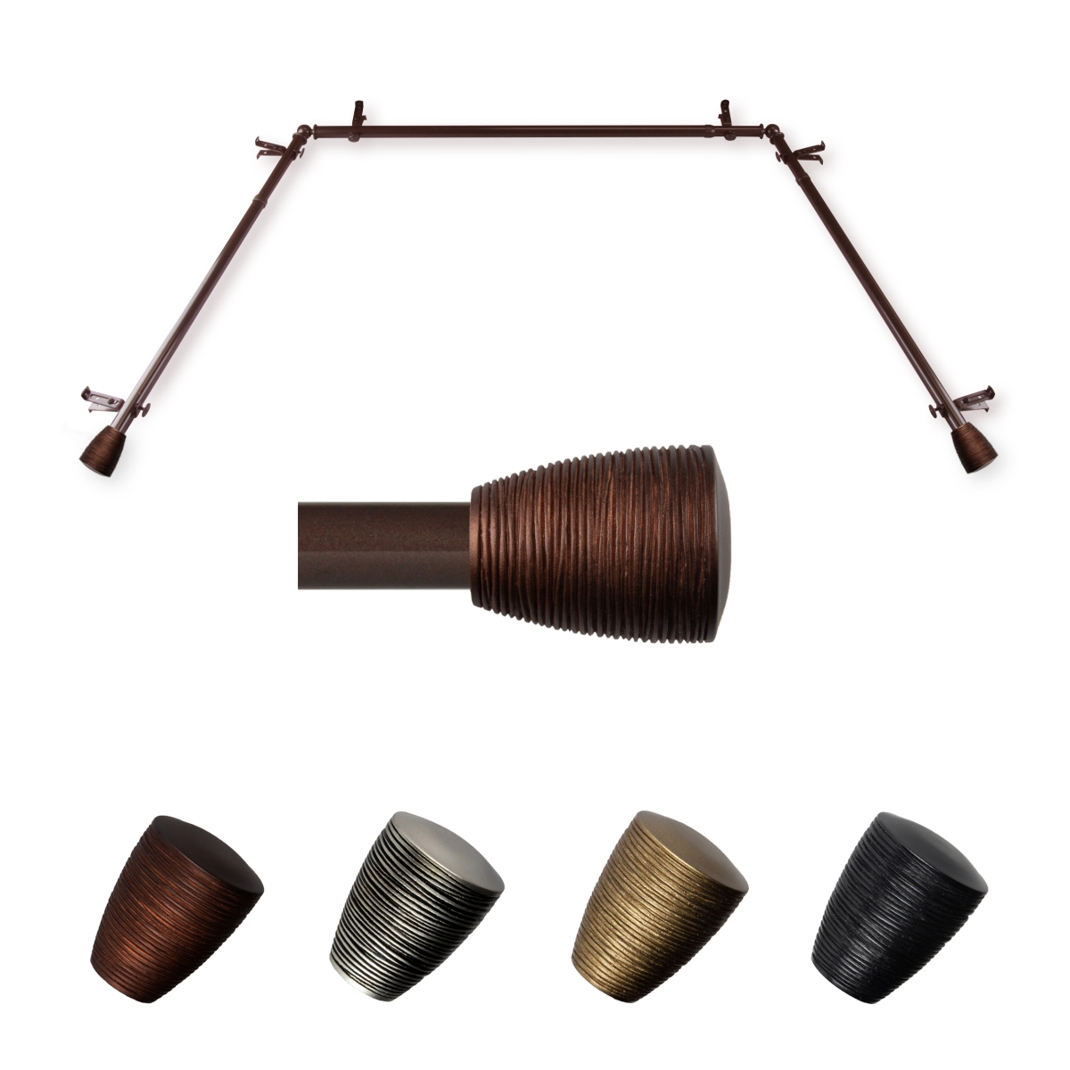 0.812 in. Dia. Anya Bay Window Curtain Rod, Cocoa