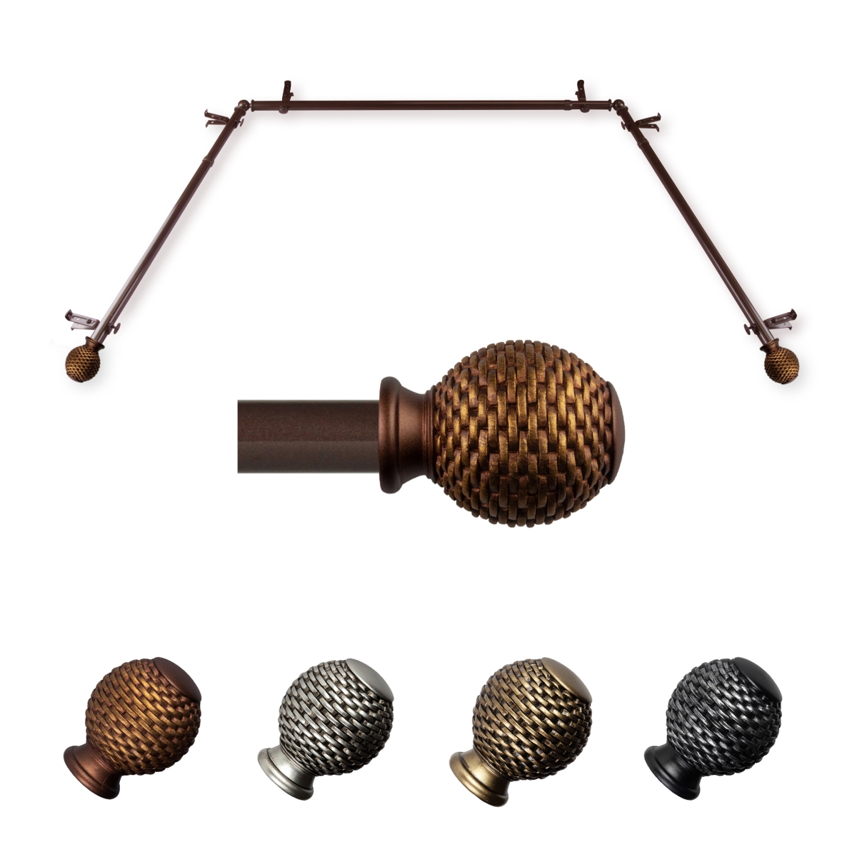0.812 in. Dia. Vanna Bay Window Curtain Rod, Cocoa
