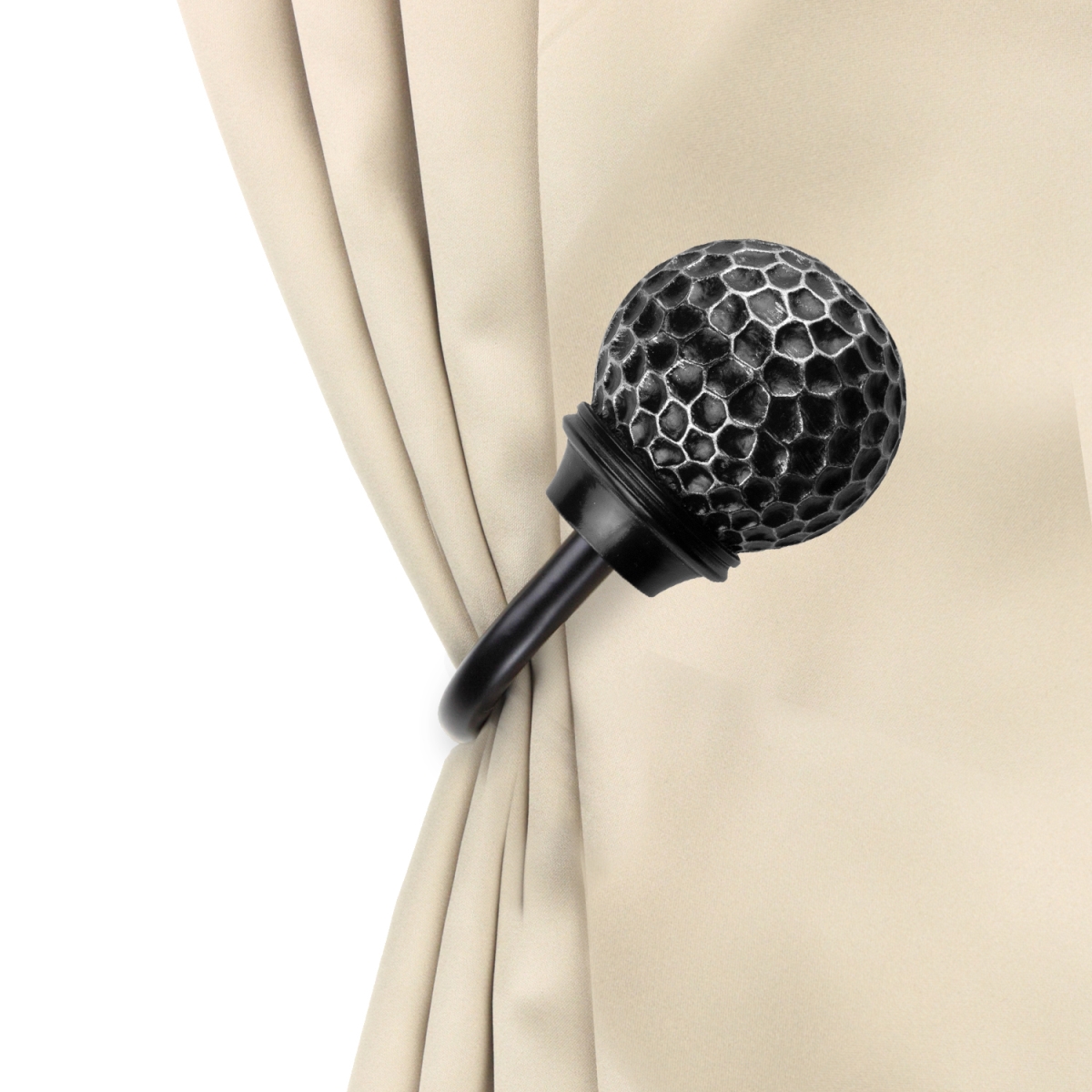 Nicholson Curtain Holdback Set, Black - Set of 2