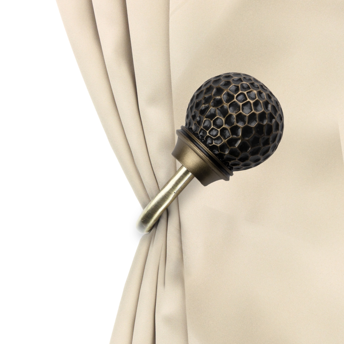 Nicholson Curtain Holdback Set, Antique Brass - Set of 2