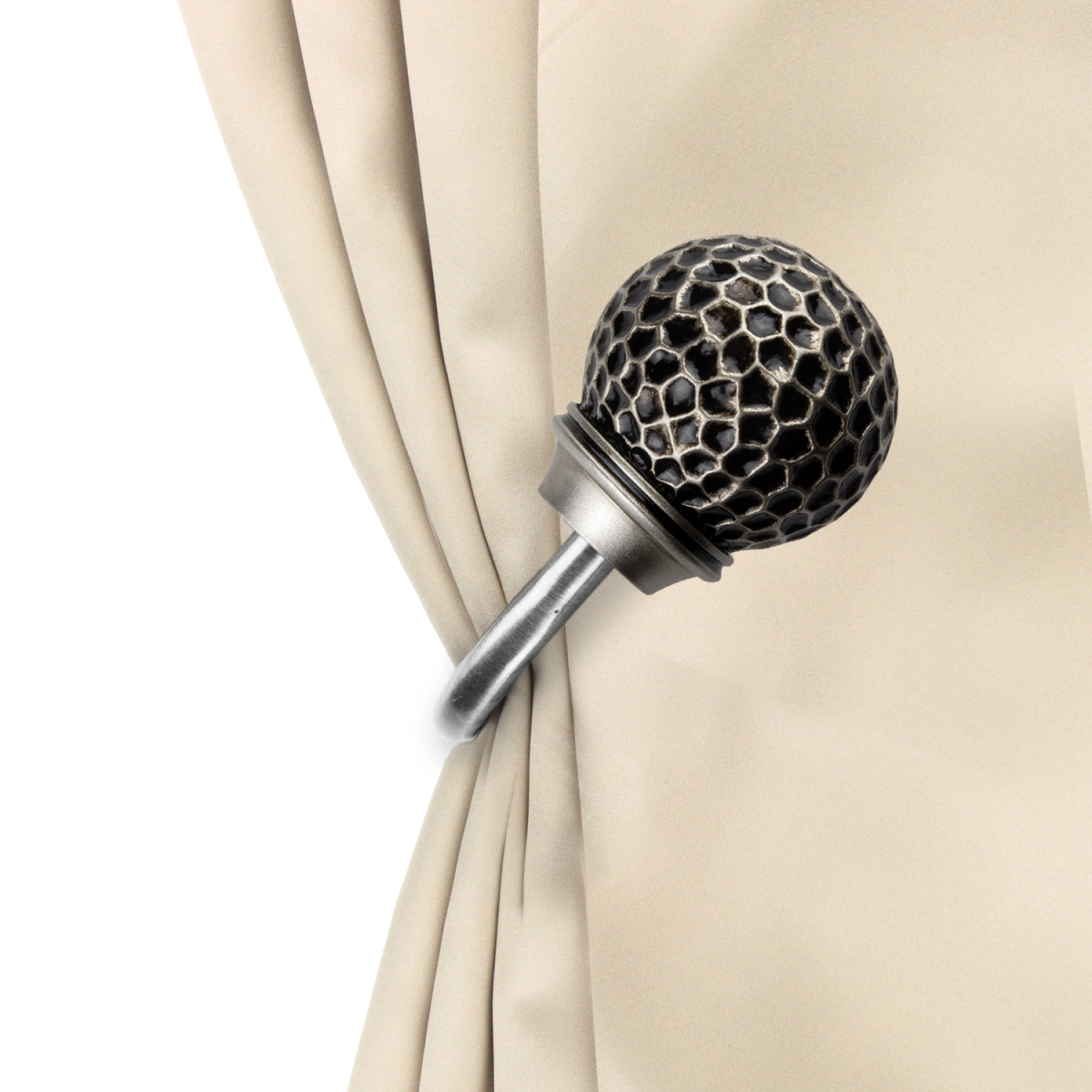 Nicholson Curtain Holdback Set, Satin Nickel - Set of 2
