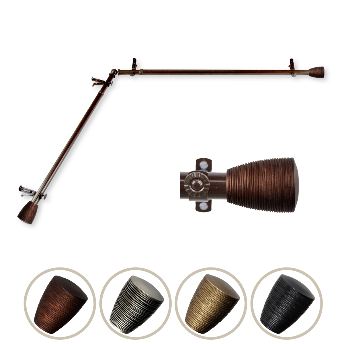 0.812 in. Dia. Anya Corner Curtain Rod, Cocoa - 28-48 in.