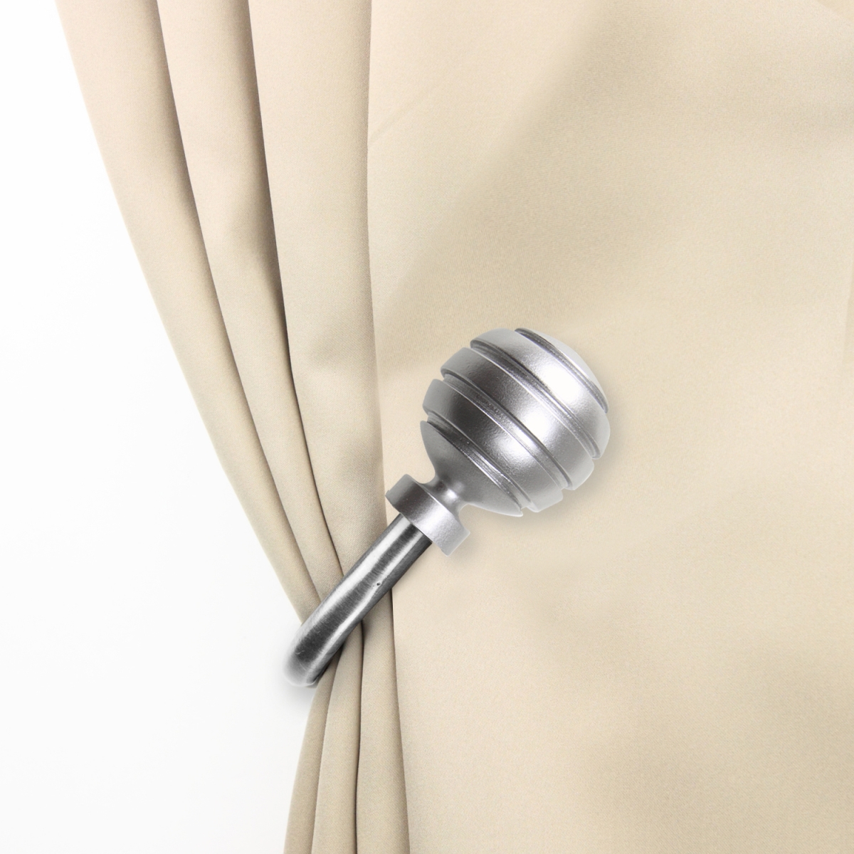 Louise Curtain Holdback Set, Satin Nickel - Set of 2