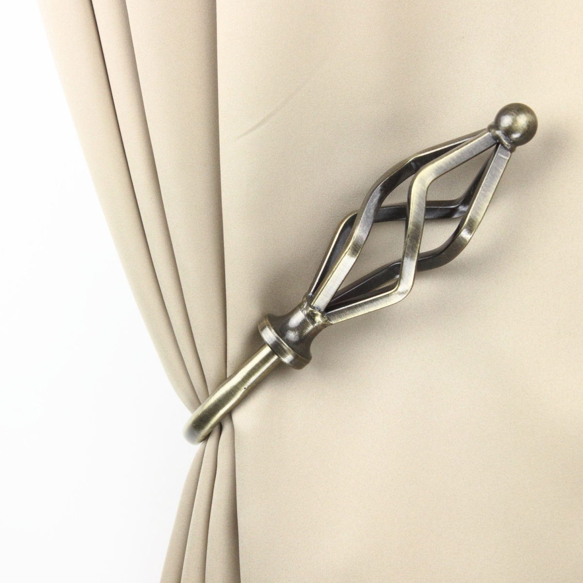 Vinci Curtain Holdback & Tiebacks, Antique Brass - Set of 2