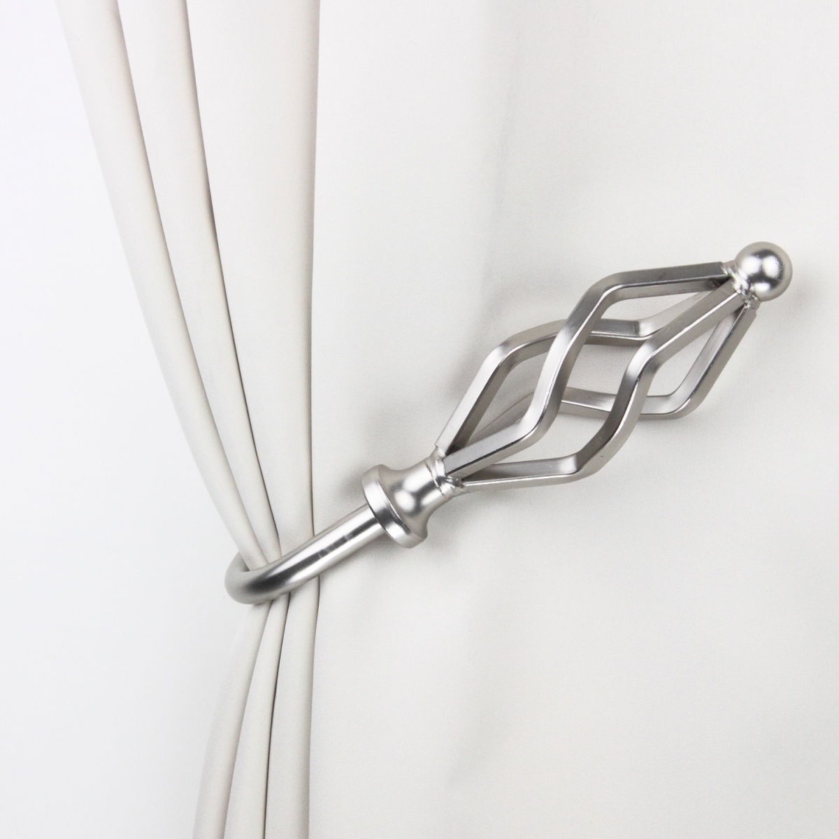 Vinci Curtain Holdback & Tiebacks, Satin Nickel - Set of 2
