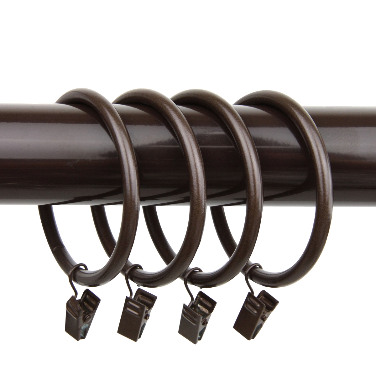 2.5 in. Dia. Curtain Rings with Clips, Cocoa