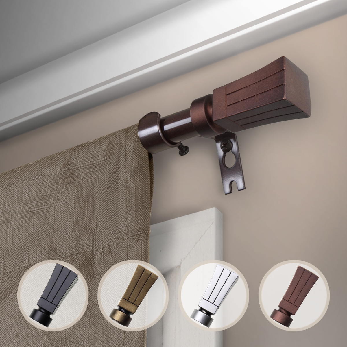 0.625 in. Dia. Colton Curtain Rod, Cocoa - 48-84 in.