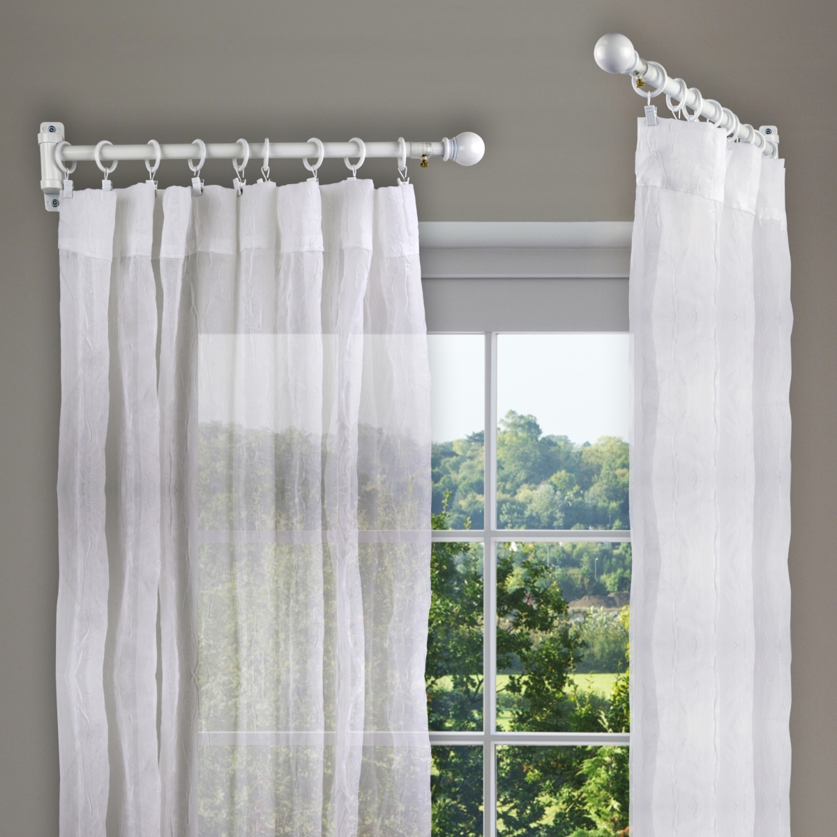 0.625 in. Dia. Swing Curtain Rod, White - 17-26 in.