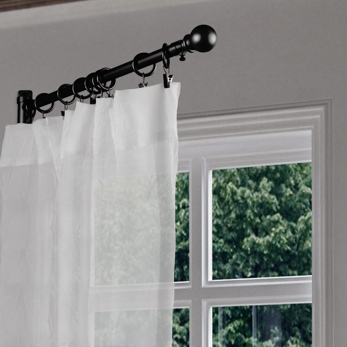 0.625 in. Dia. Swing Curtain Rod, Black - 17-26 in.