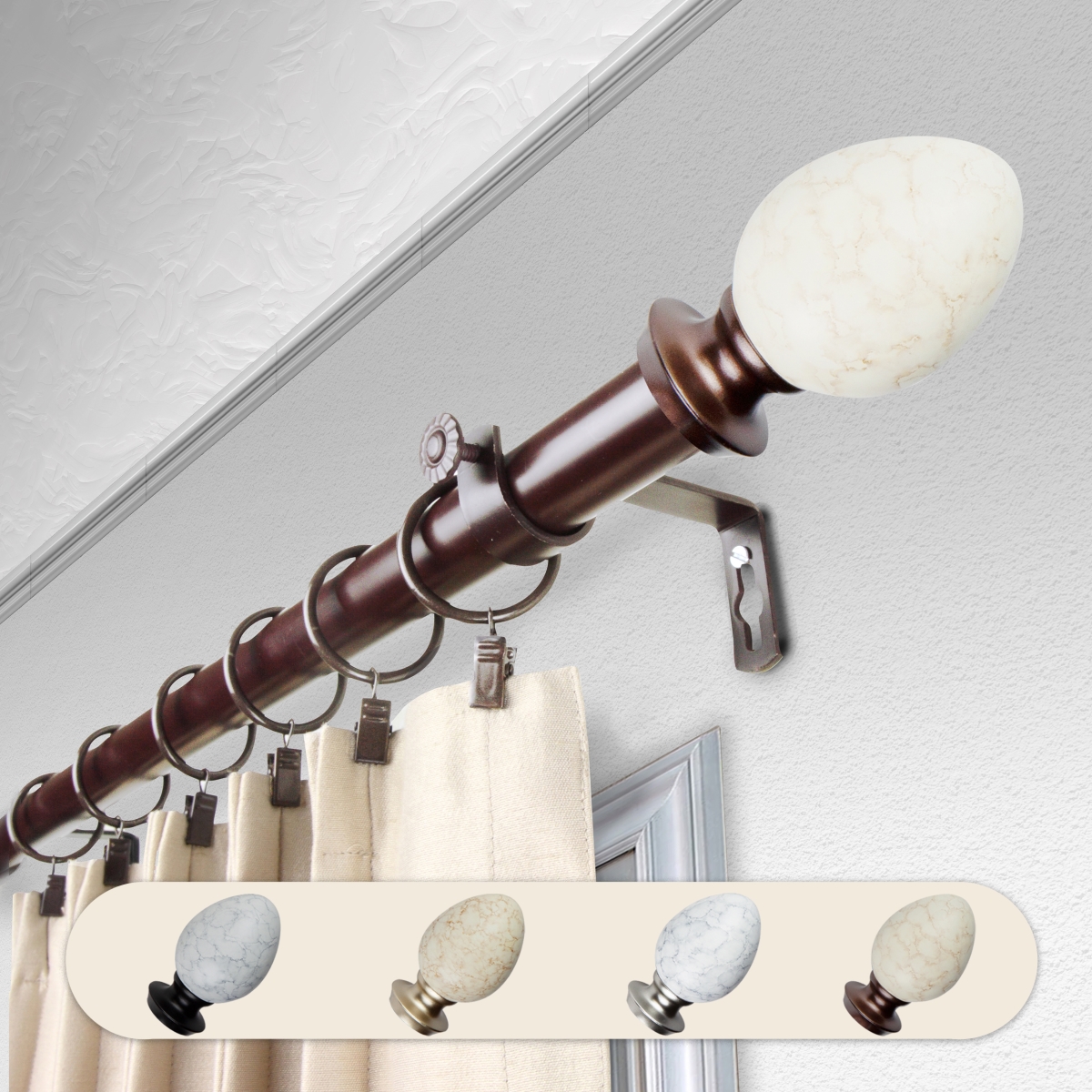 1 in. Dia. Afra Curtain Rod, Bronze - 28-48 in.