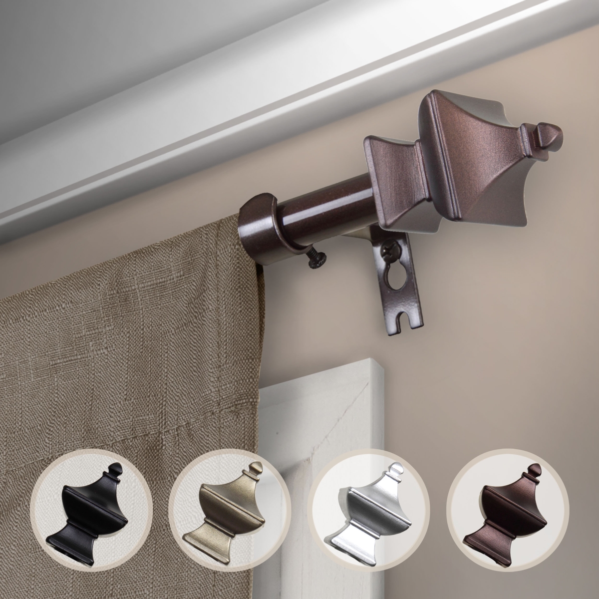 0.625 in. Dia. Gavin Curtain Rod, Cocoa - 28-48 in.