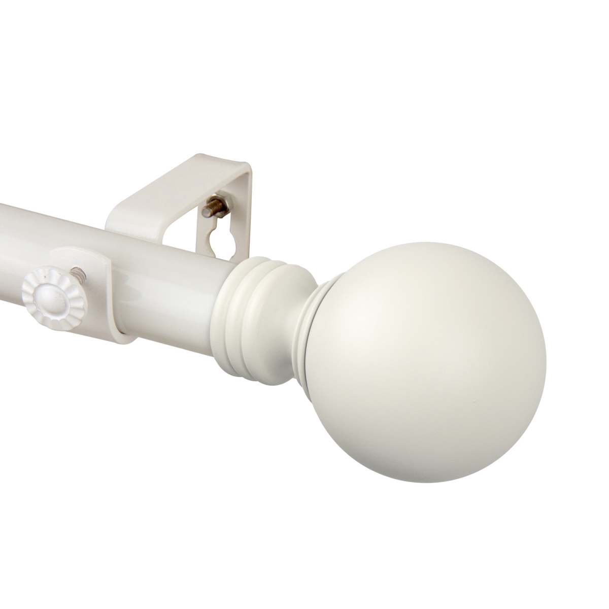 1 in. Globus Curtain Rod, White - 48-84 in.