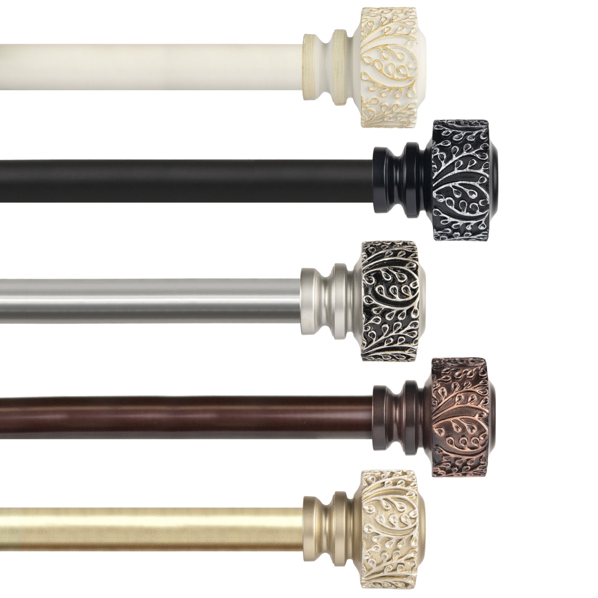 1 in. Lucinda Curtain Rod, Gold - 48-84 in.