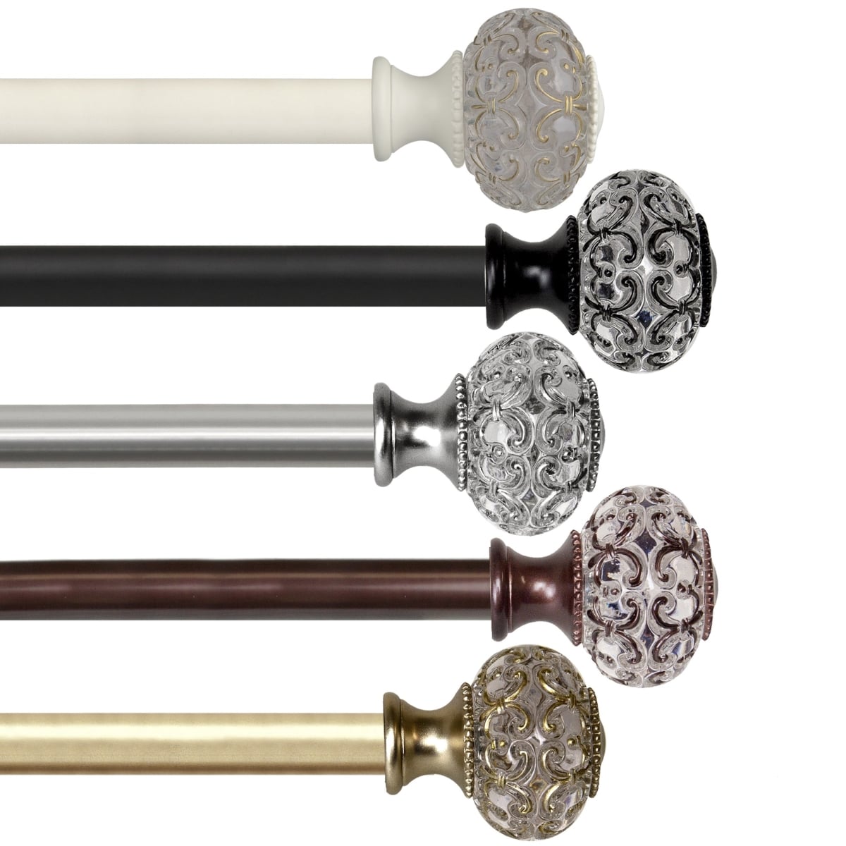 100-60-1601 1 in. Bailey Curtain Rod, White - 160-240 in -  Central Design