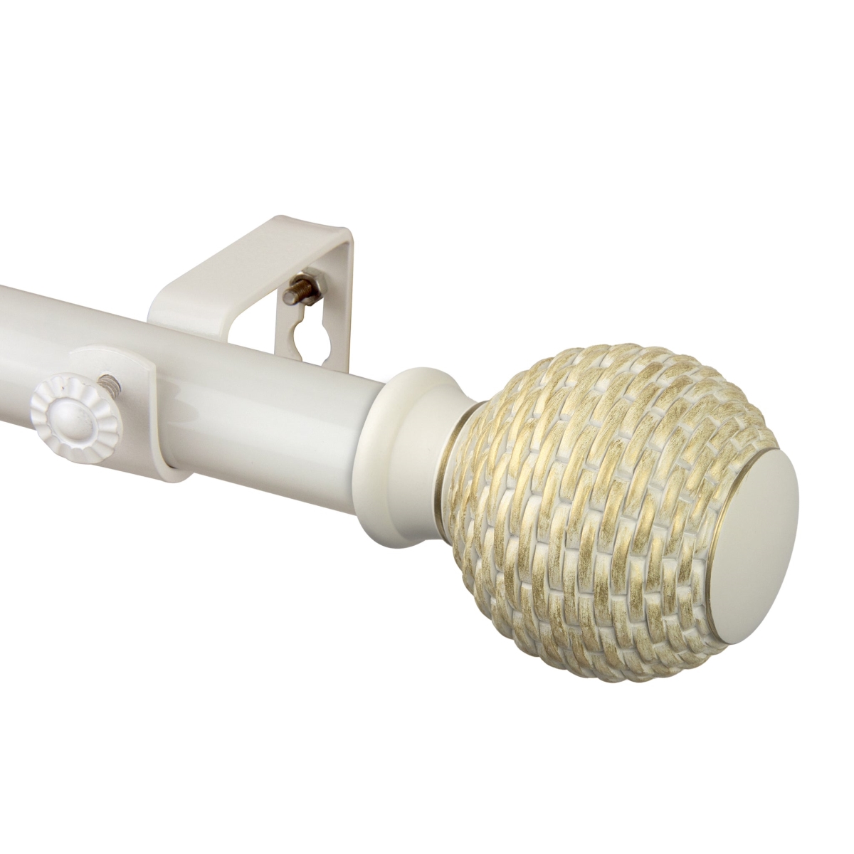 100-76-1601 1 in. Wicker Curtain Rod, White - 160-240 in -  Central Design