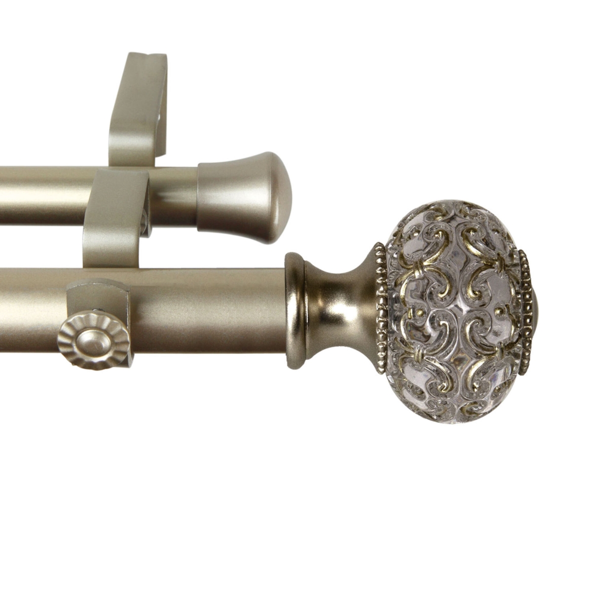 1 in. Bailey Double Curtain Rod, Gold - 66-120 in.