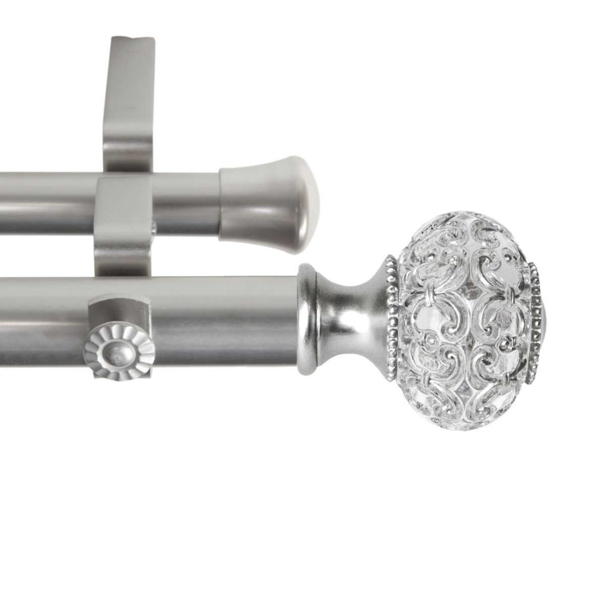 1 in. Bailey Double Curtain Rod, Satin Nickel - 48-84 in.