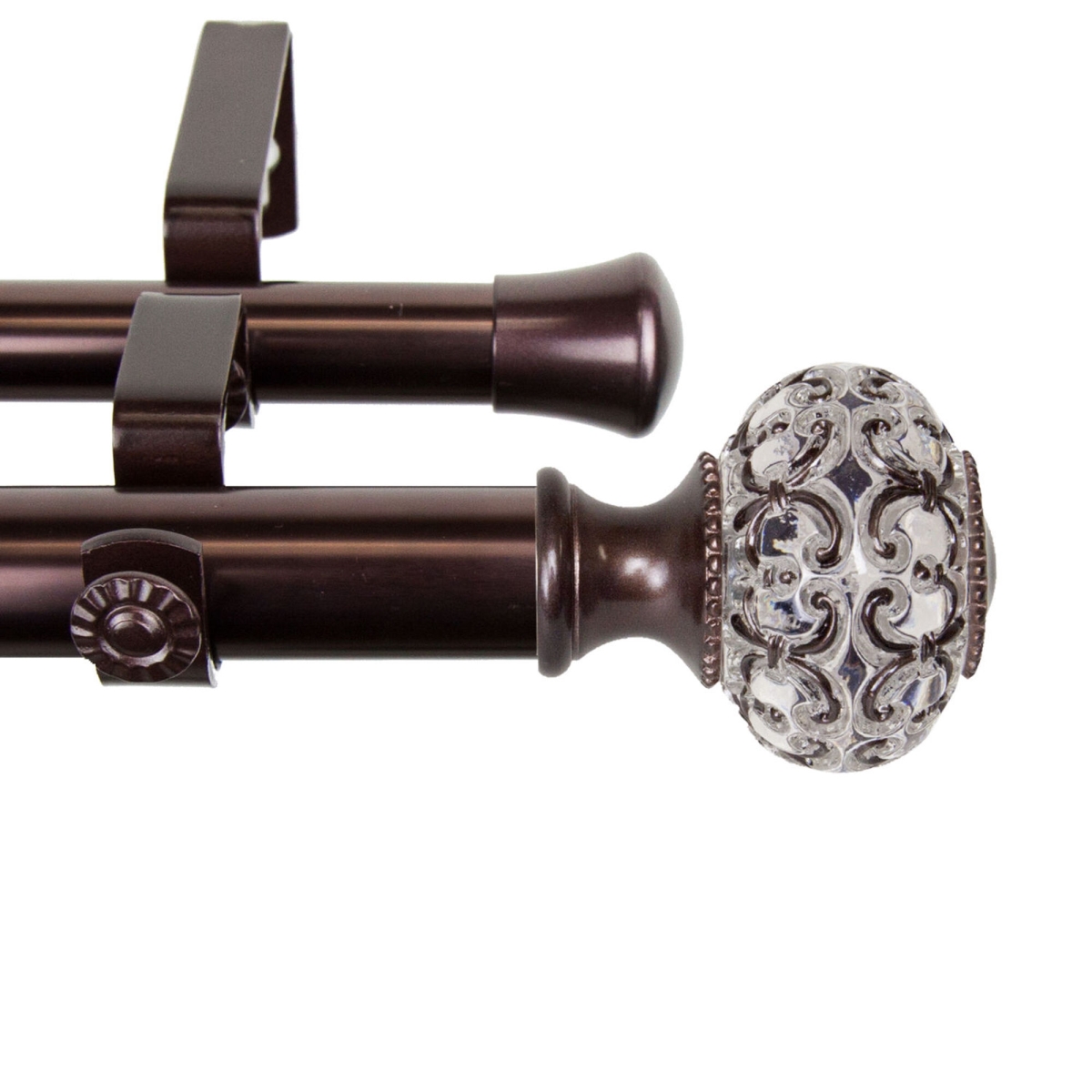 1 in. Bailey Double Curtain Rod, Bronze - 28-48 in.