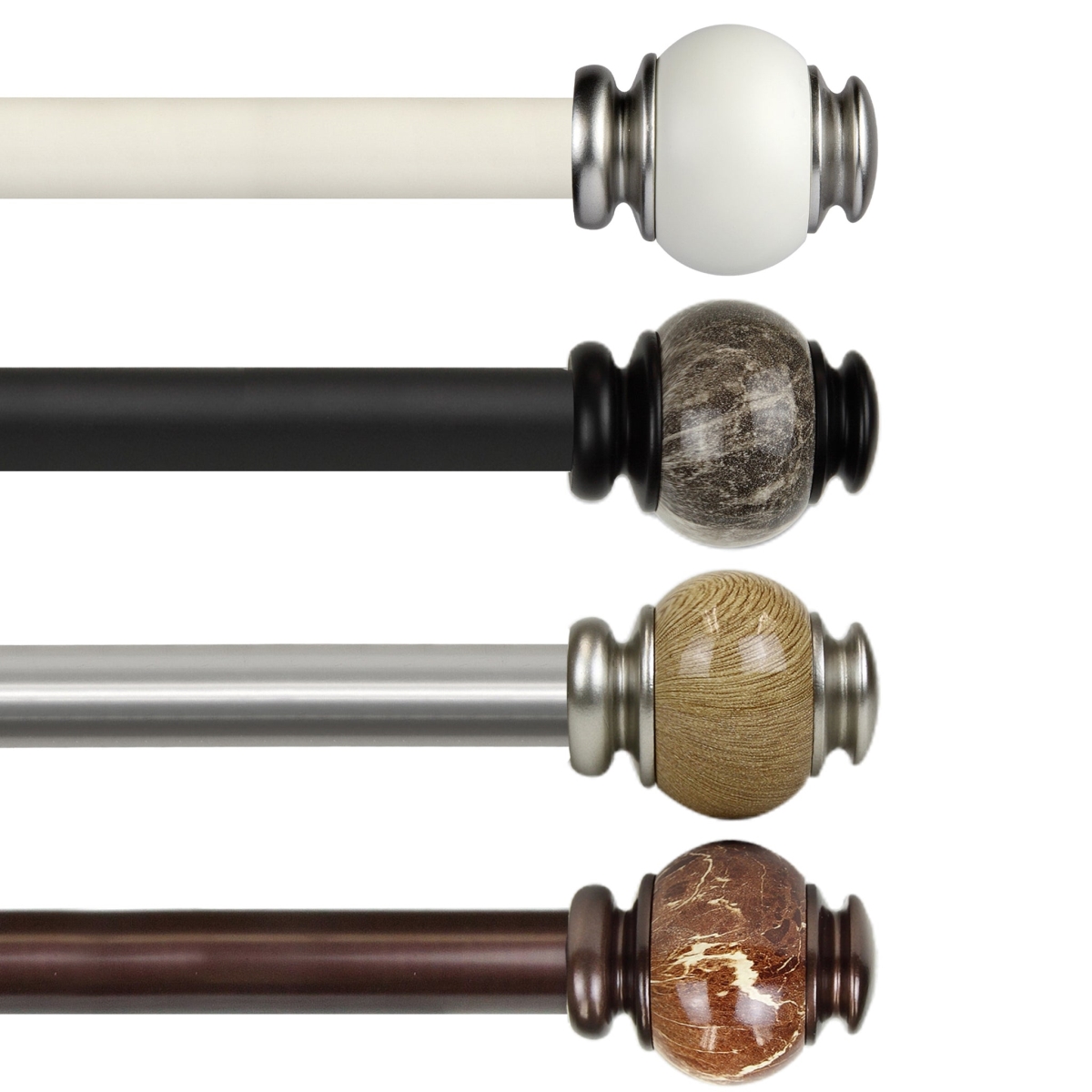 1 in. Polychrome Curtain Rod, Black - 48-84 in.