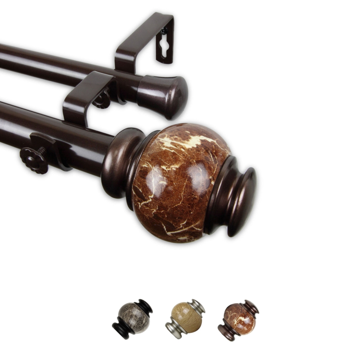 1 in. Polychrome Double Curtain Rod, Bronze - 28-48 in.