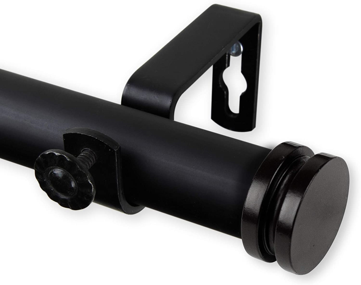 1 in. Cap Curtain Rod with 48 to 84 in. Extension, Black
