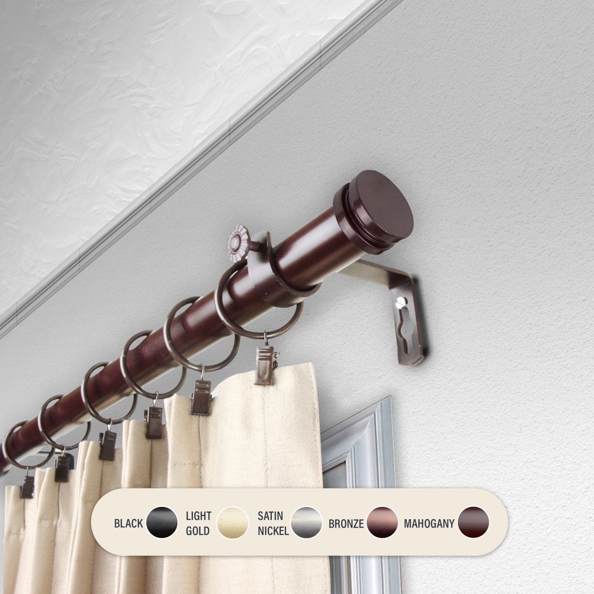100-50-669 1 in. Cap Curtain Rod with 66 to 120 in. Extension, Bronze
