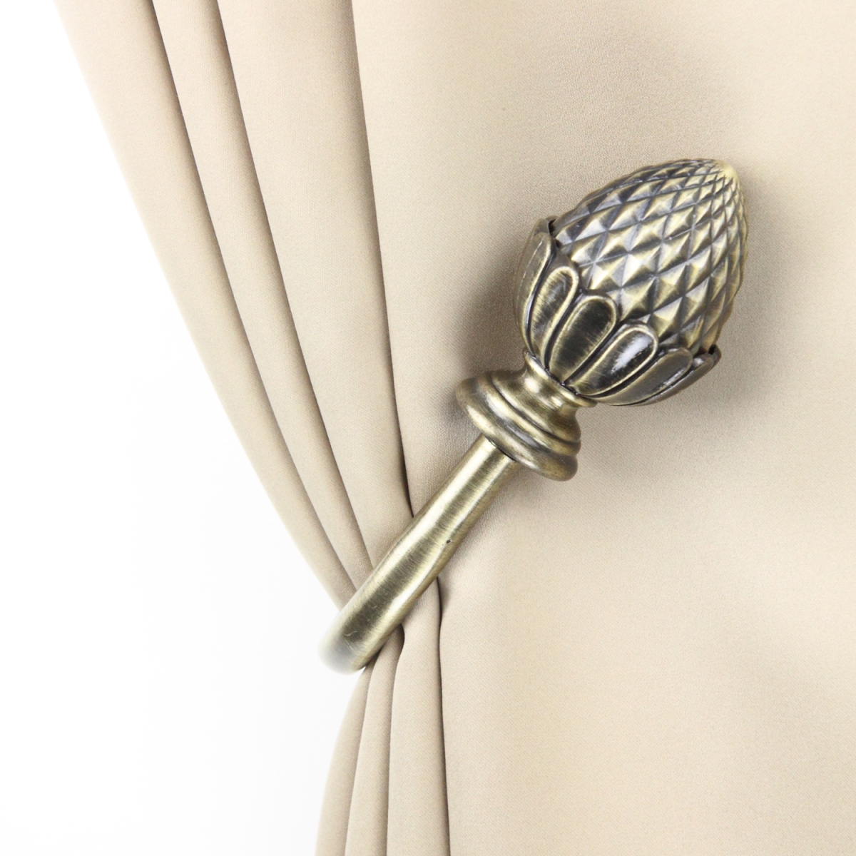 Opal Curtain Holdback Set, Antique Brass - Set of 2