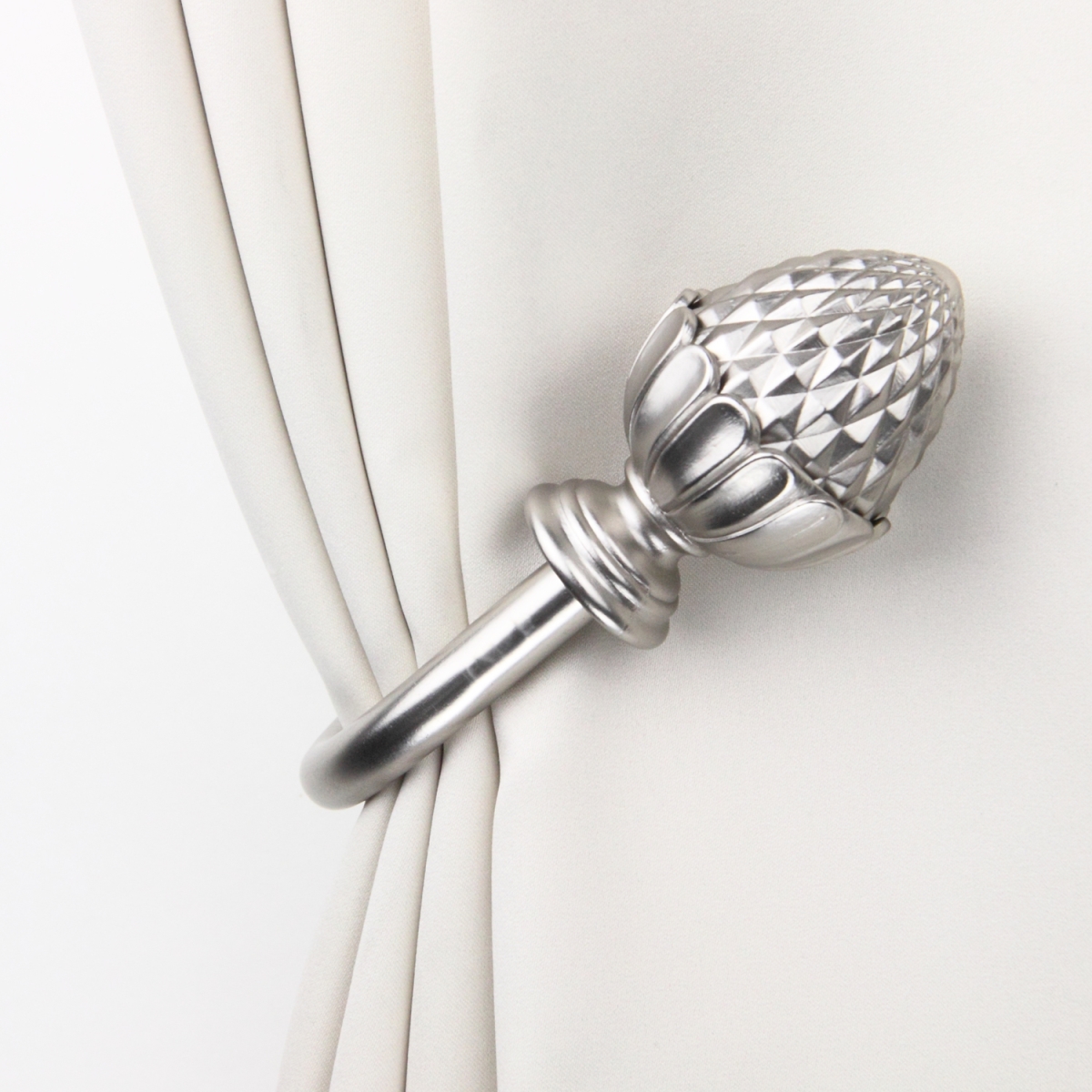 Opal Curtain Holdback Set, Satin Nickel - Set of 2