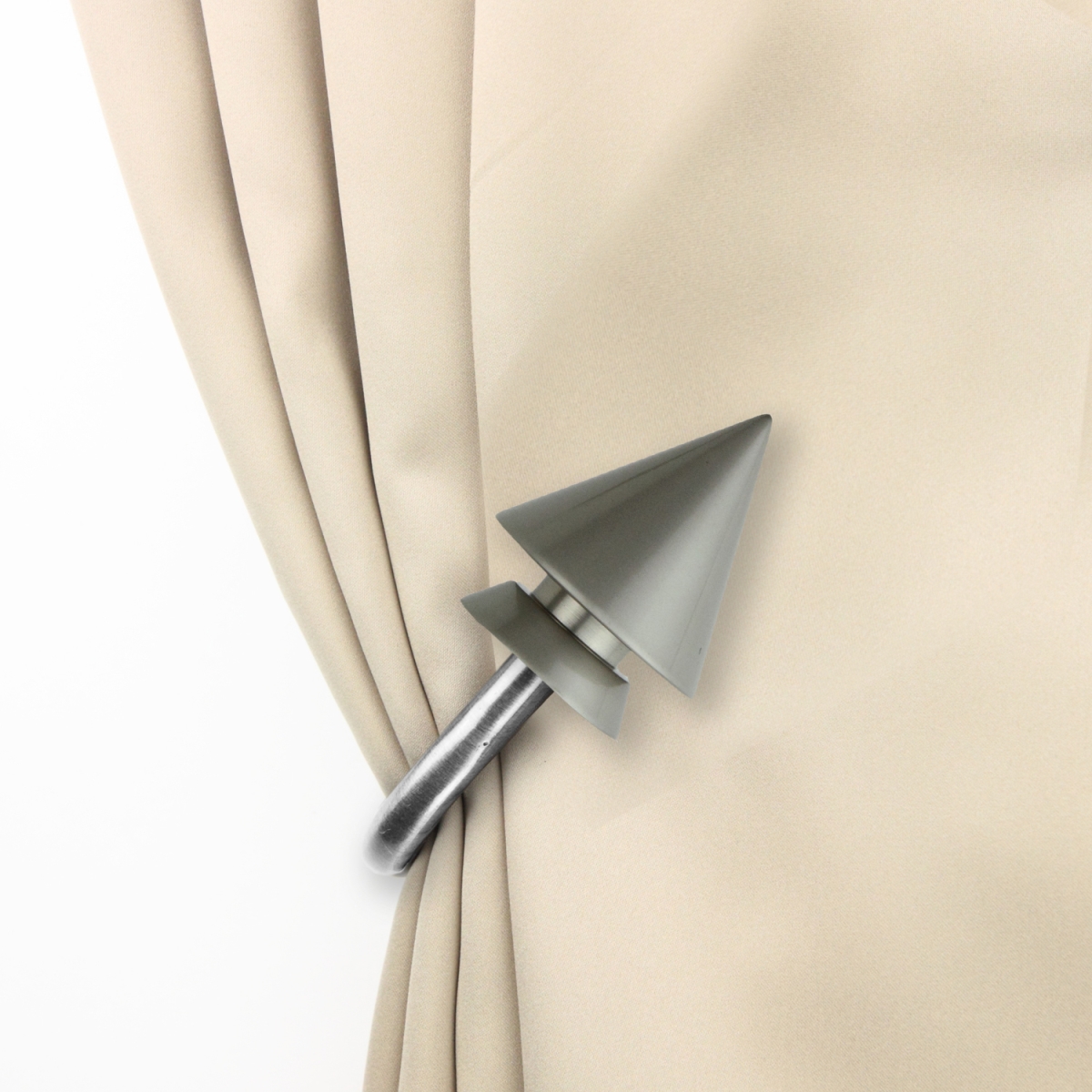 Jacob Curtain Holdback Set, Satin Nickel - Set of 2