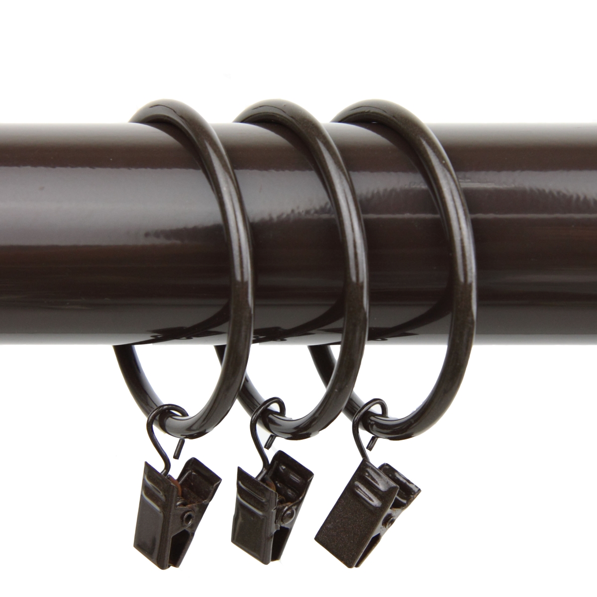 2 in. Curtain Rings with Clips, Cocoa - Set of 10