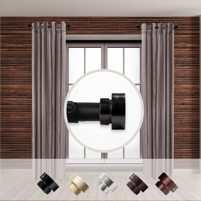 1 in. Basic Side Curtain Rod with 12 to 20 in. Extension, Black - Set of 2