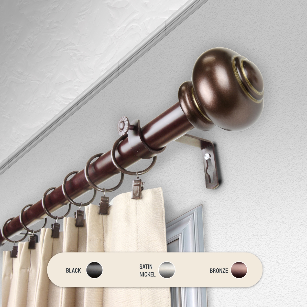 Picture of Central Design 100-34-489 1 in. Dani Curtain Rod with 48 to 84 in. Extension, Bronze