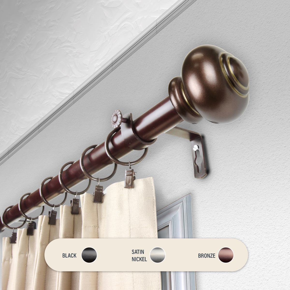 100-34-999 1 in. Dani Curtain Rod with 120 to 170 in. Extension, Bronze