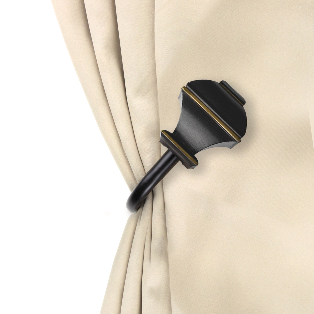 Vicky Curtain Holdback Set, Black - Set of 2
